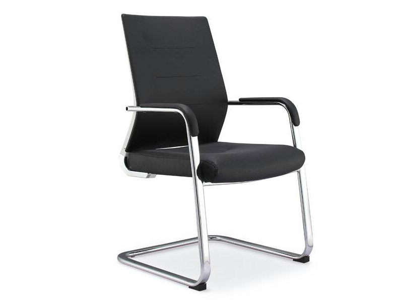 Imagia Italian Furniture - Black Leather Executive Visitors Chair with Metal Legs 