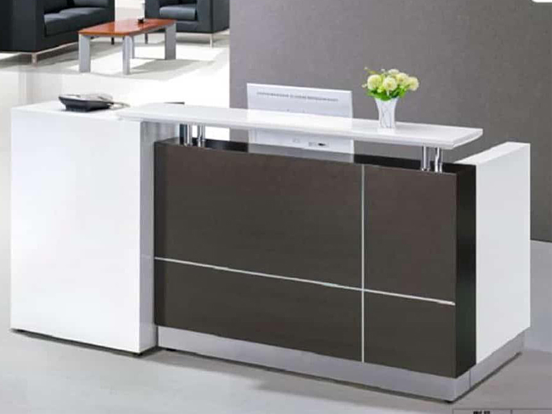 Imagia Italian Furniture - White and Brown Reception Desk 