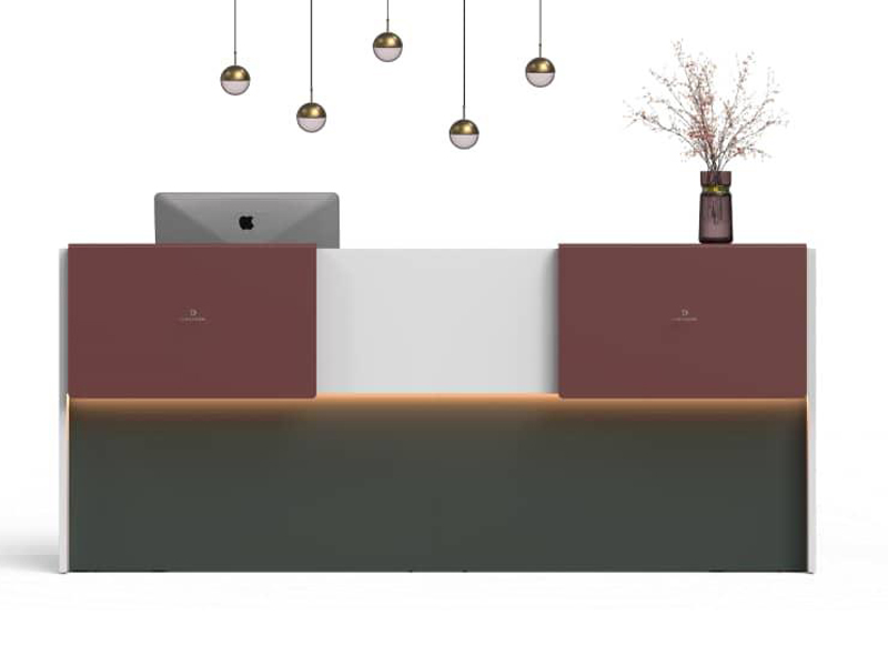 Wine with White and Green Reception Desk